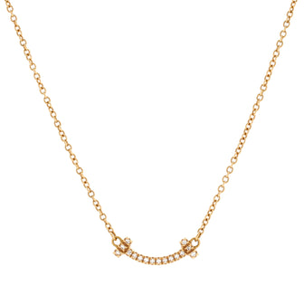 Tiffany & Co. T Smile Pendant Necklace 18K Yellow Gold with Diamonds Mini