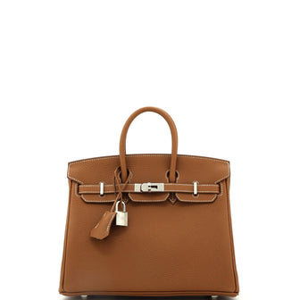Hermes Birkin Handbag Brown Togo with Palladium Hardware 25
