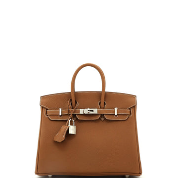 Hermes Birkin Handbag Brown Togo with Palladium Hardware 25