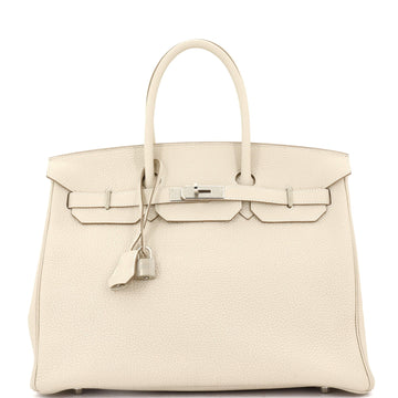 Hermes Birkin Handbag Light Clemence with Palladium Hardware 35
