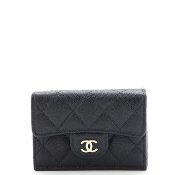 Chanel Trifold Classic Flap Wallet Quilted Caviar Small
