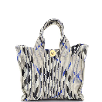 Burberry Convertible Shopper Tote Knit Check Jacquard Mini