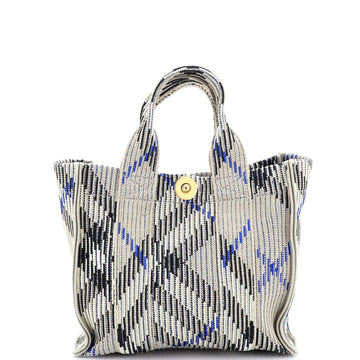Burberry Convertible Shopper Tote Knit Check Jacquard Mini