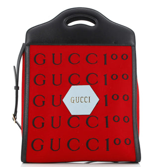Gucci Aria 100th Anniversary Cut Out Handle Tote Embroidered Felt