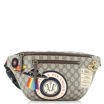 Gucci Courrier Zip Belt Bag GG Coated Canvas with Applique