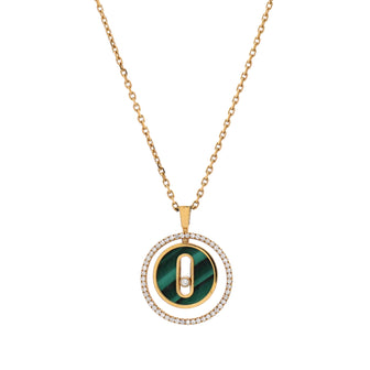 Messika Lucky Move Pendant Necklace 18K Yellow Gold with Diamonds and Malachite SM