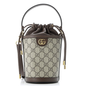 Gucci Ophidia Top Handle Bucket Bag GG Coated Canvas with Leather Mini