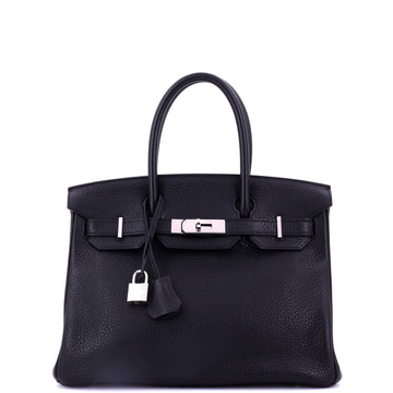 Hermes Birkin Handbag Black Togo with Palladium Hardware 30