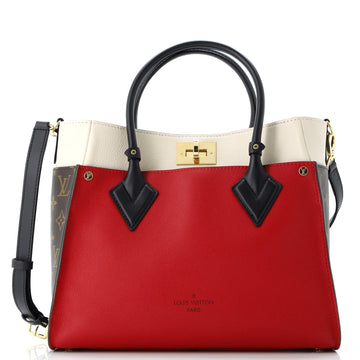 Louis Vuitton On My Side Tote Leather with Monogram Canvas MM