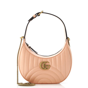 Gucci GG Marmont Half Moon Hobo Matelasse Leather Mini