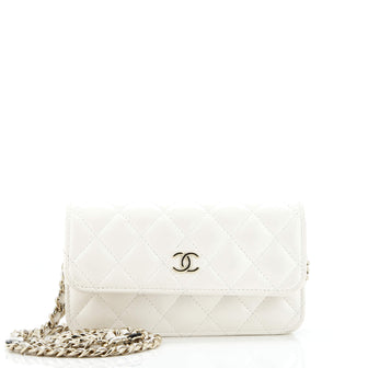 Chanel Tiny CC Link Flap Phone Holder with Chain Quilted Lambskin
