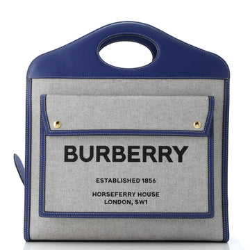 Burberry Logo Pocket Tote Canvas with Leather Medium