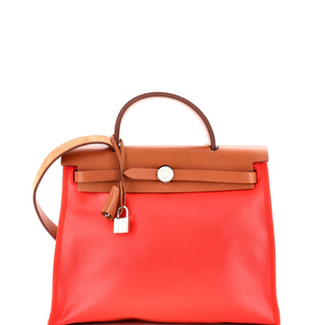 Hermes Herbag Zip Berline Vache Canvas and Leather 31