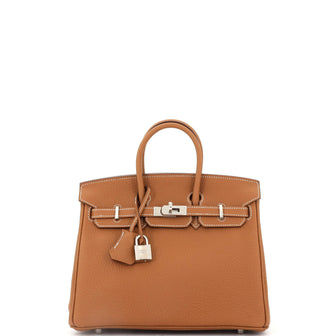 Hermes Birkin Handbag Brown Togo with Palladium Hardware 25