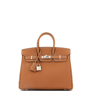Hermes Birkin Handbag Brown Togo with Palladium Hardware 25