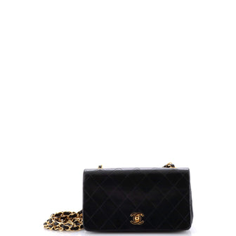 Chanel Vintage Full Flap Bag Quilted Lambskin Mini