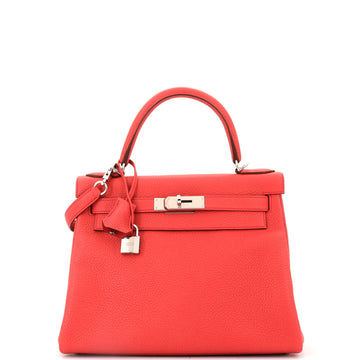 Hermes Kelly Handbag Pink Togo with Palladium Hardware 28