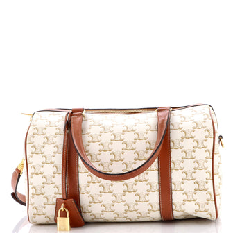 Celine Boston Bag Triomphe Coated Canvas Medium