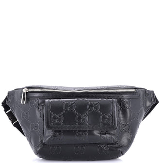 Gucci Front Pocket Belt Bag GG Embossed Perforated Leather