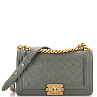 Chanel Boy Flap Bag Quilted Lambskin Old Medium