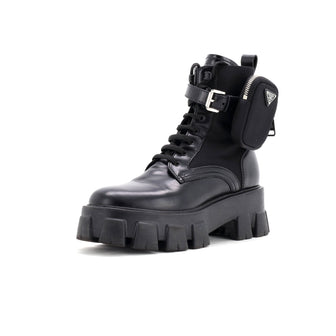 Prada Monolith Combat Boots Leather and Nylon