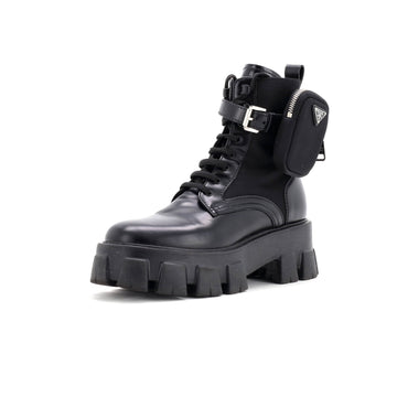 Prada Monolith Combat Boots Leather and Nylon