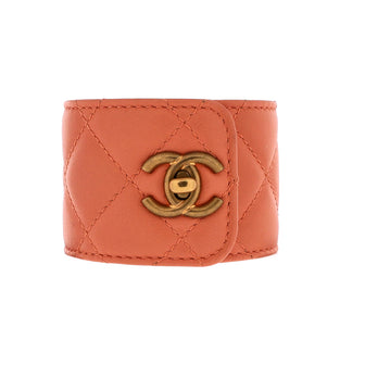 Chanel CC Turnlock Cuff Bracelet Quilted Leather with Metal