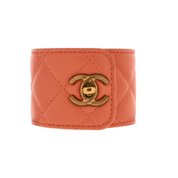 Chanel CC Turnlock Cuff Bracelet Quilted Leather with Metal