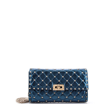 Valentino Garavani Rockstud Spike Wallet on Chain Quilted Leather Small
