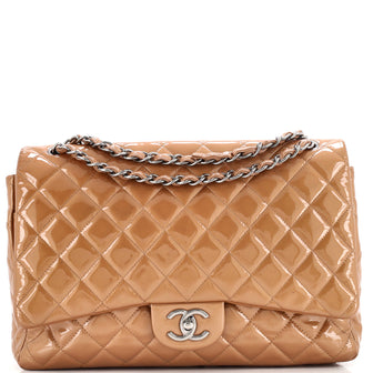 Chanel Classic Double Flap Bag Quilted Patent Maxi