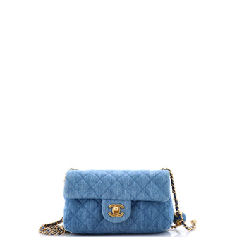 Chanel Pearl Crush Flap Bag Quilted Denim Mini