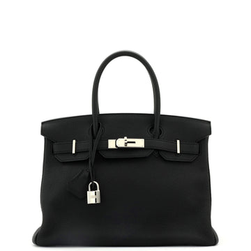 Hermes Birkin Handbag Black Togo with Palladium Hardware 30