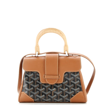 Goyard Saigon Top Handle Bag Coated Canvas with Leather Mini