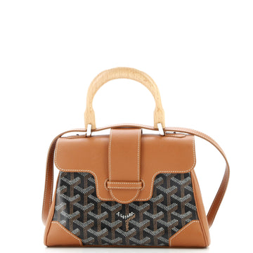 Goyard Saigon Top Handle Bag Coated Canvas with Leather Mini