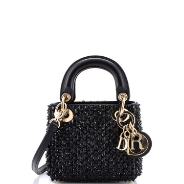 Christian Dior Lady Dior Bag Bead and Crystal Embellished Satin Micro