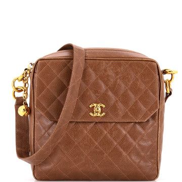Chanel Vintage Front Pocket Camera Bag Quilted Caviar Small