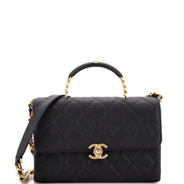 Chanel Carry Me Top Handle Flap Bag Quilted Caviar Small