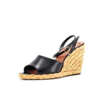 Saint Laurent Women's Paloma Wedge Espadrille Sandals Leather