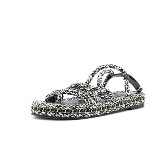 Chanel Women's CC Chain Sandals Braided Cord