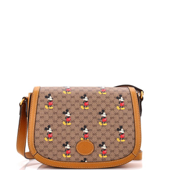 Gucci Disney Mickey Mouse Flap Shoulder Bag Printed Mini GG Coated Canvas Small