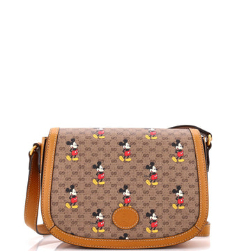 Gucci Disney Mickey Mouse Flap Shoulder Bag Printed Mini GG Coated Canvas Small
