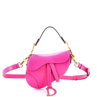 Christian Dior Saddle Handbag with Strap Leather Mini