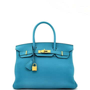 Hermes Birkin Handbag Blue Togo with Gold Hardware 30