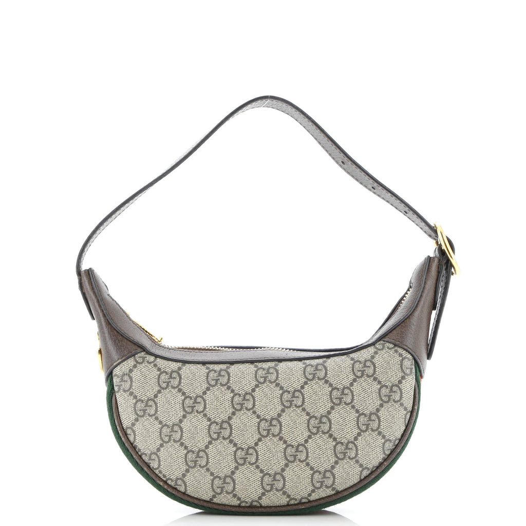 Gucci Ophidia Half Moon Bag GG Coated Canvas Mini Brown 3408261