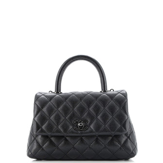 Chanel So Black Coco Top Handle Bag Quilted Caviar Mini
