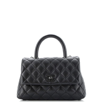 Chanel So Black Coco Top Handle Bag Quilted Caviar Mini