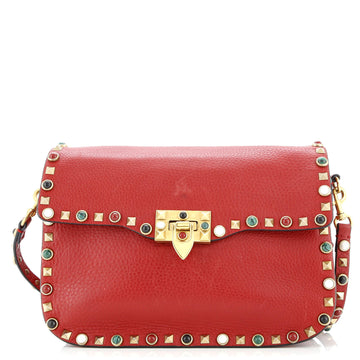 Valentino Garavani Rolling Rockstud Crossbody Bag Leather with Cabochons Medium