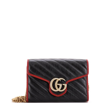 Gucci GG Marmont Chain Wallet Diagonal Quilted Leather Mini