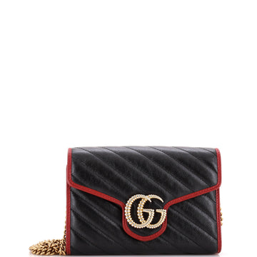Gucci GG Marmont Chain Wallet Diagonal Quilted Leather Mini