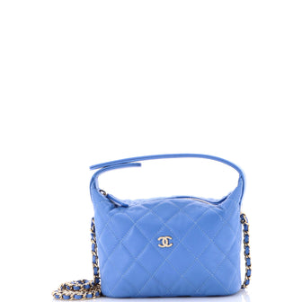 Chanel CC Hobo Clutch with Chain Quilted Caviar